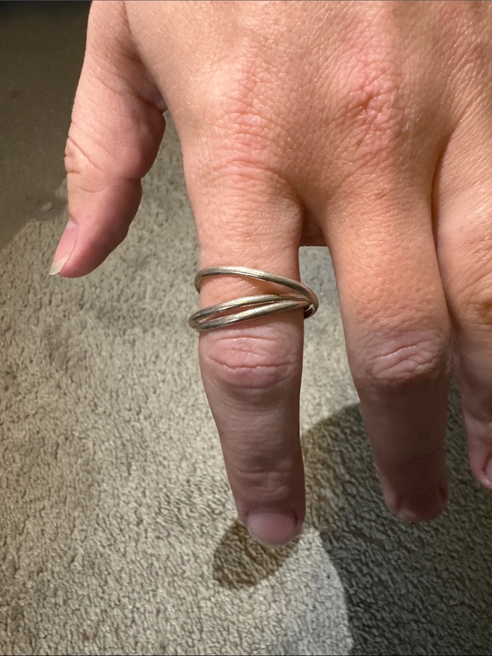 Men's Intertwined Silver Tone Band Rings - Layered Minimalist Set